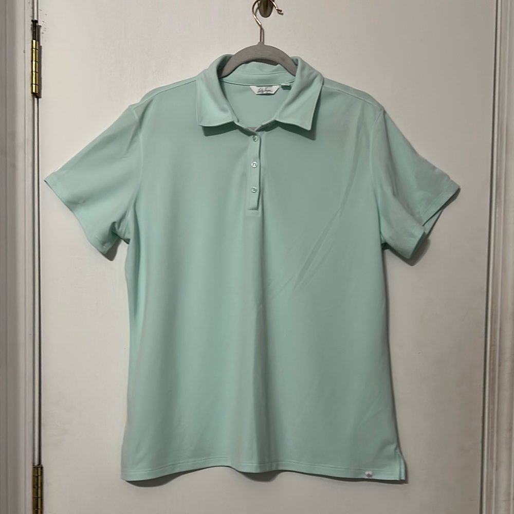 Lady Hagen Green Fitted Polo Button Down Shirt